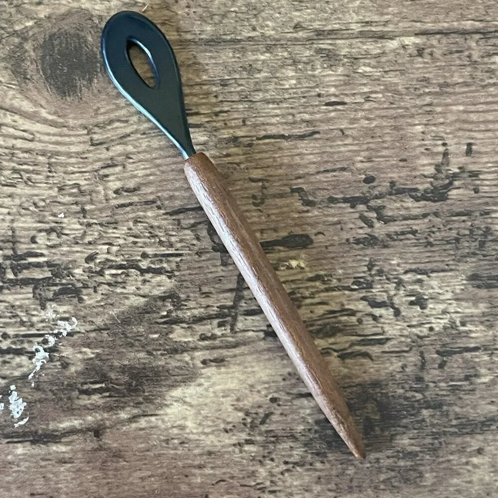 Vintage MCM Danish Teak Wood Handle Cocktail Sauce Relish Spoon Fork Set of 4